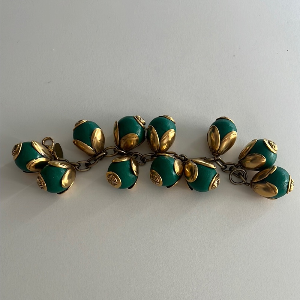 Lenora Dame Gold and Green Nature-Inspired Bracelet